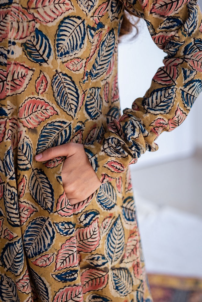 Kaya Kalamkari Cotton Yellow Kurta