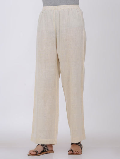 Ivory Elasticated Organic Cotton Palazzo