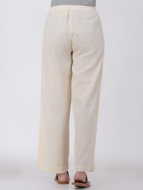 Ivory Elasticated Organic Cotton Palazzo