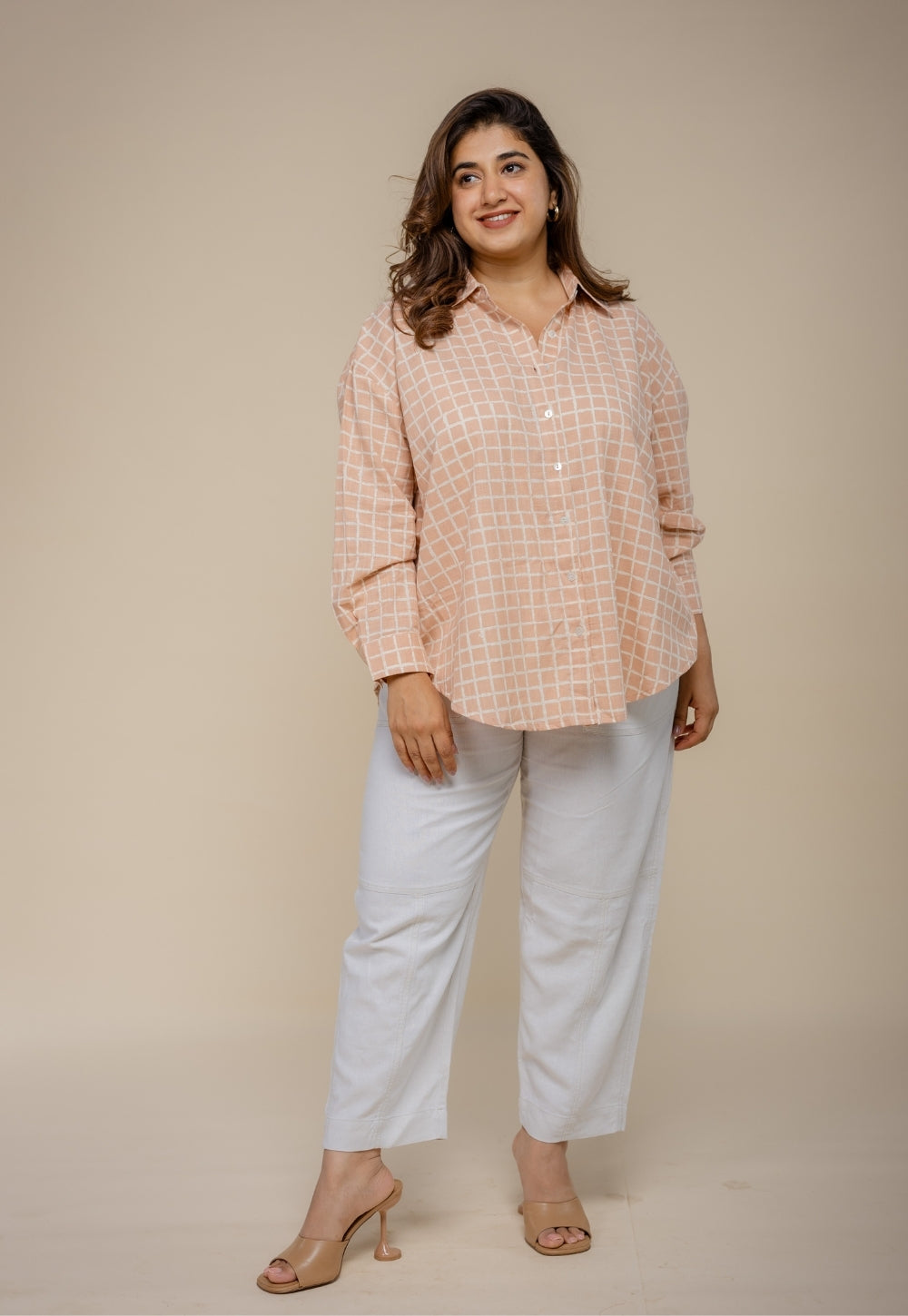 Ruhi Orange Hand Block Print Slub Cotton Anti-Fit Shirt