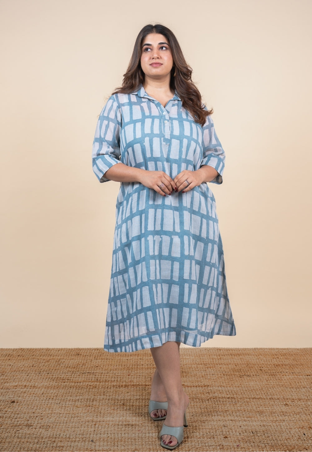 Misha Blue Batik MulMul A Line Dress