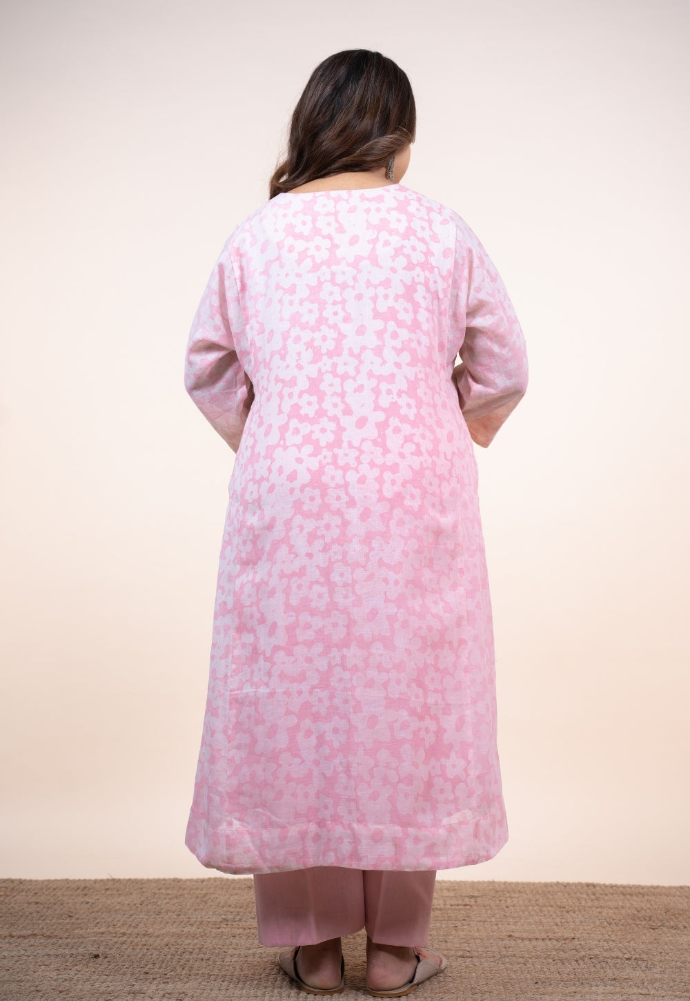 Sufia Pink Batik MulMul Jhabbha Kali Kurta