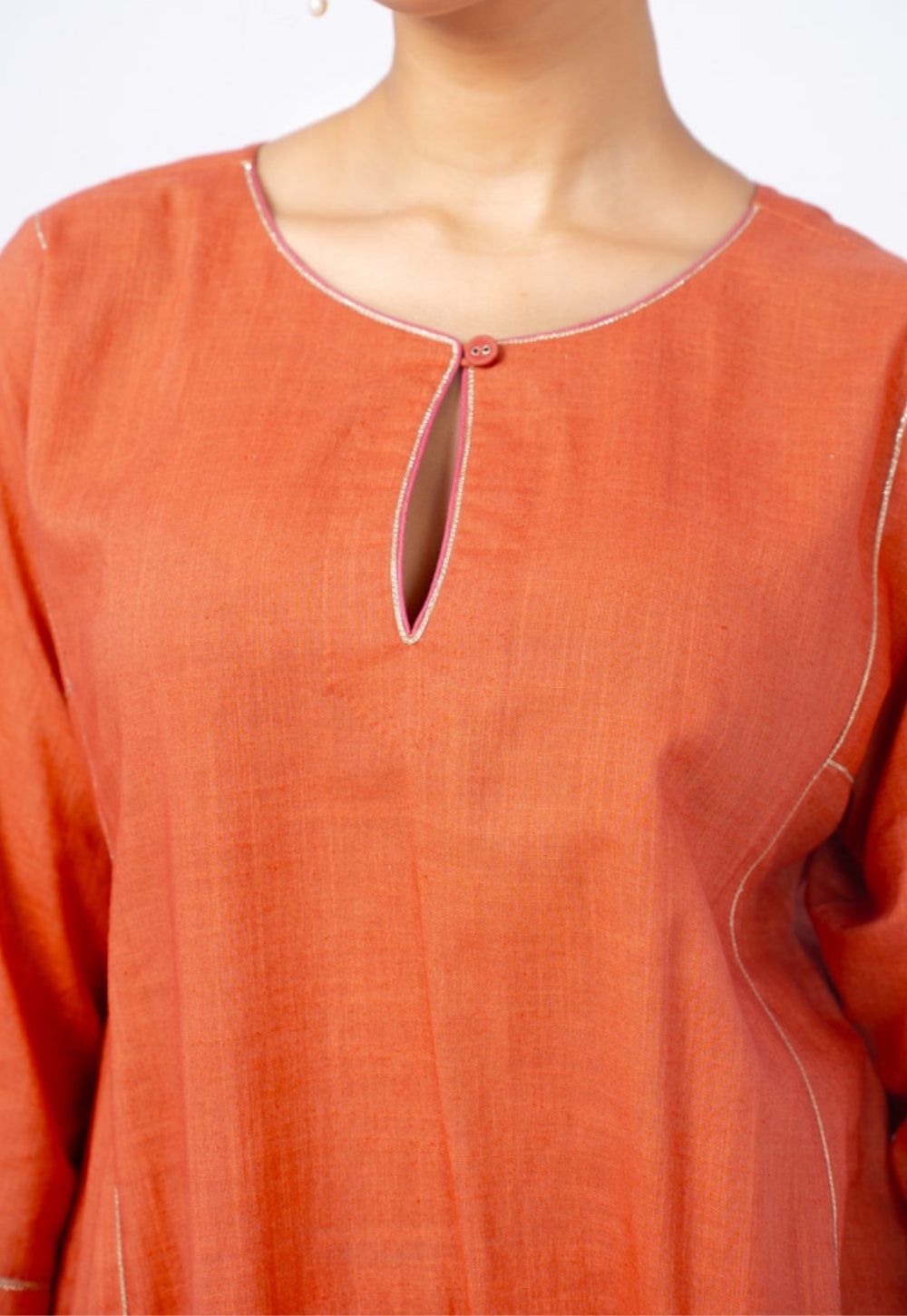 Adhya Orange Solid Slub Cotton Jhabbha Kali Kurta Suit Set with Printed Dupatta(Set of 3) (Copy)