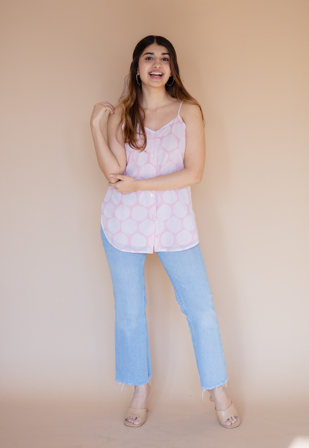 Ira Pink Batik MulMul Straight Short Top