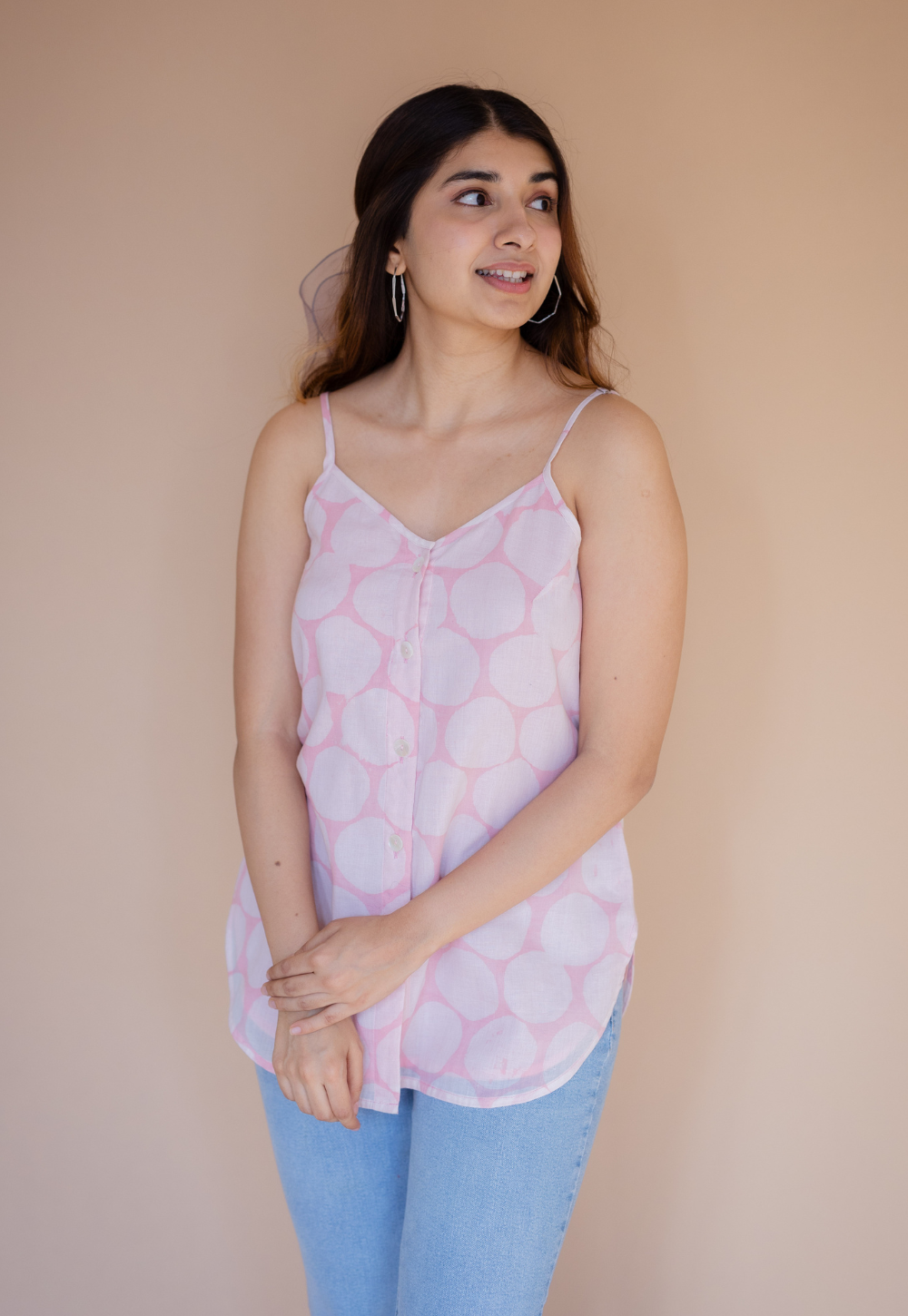 Ira Pink Batik MulMul Straight Short Top
