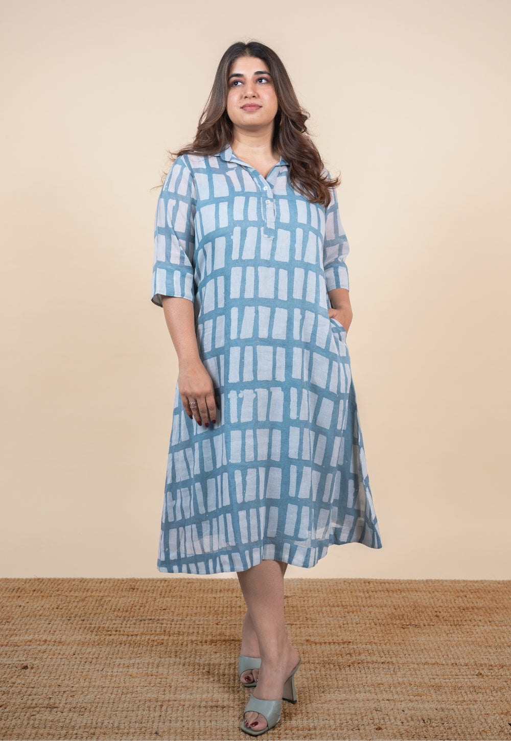 Misha Blue Batik MulMul A Line Dress