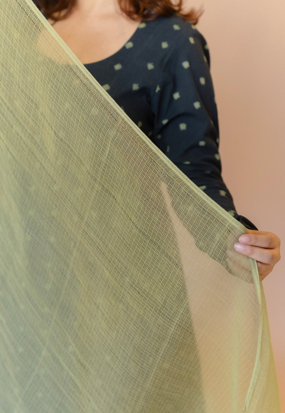 Green Solid Cotton Kota Doria Dupatta