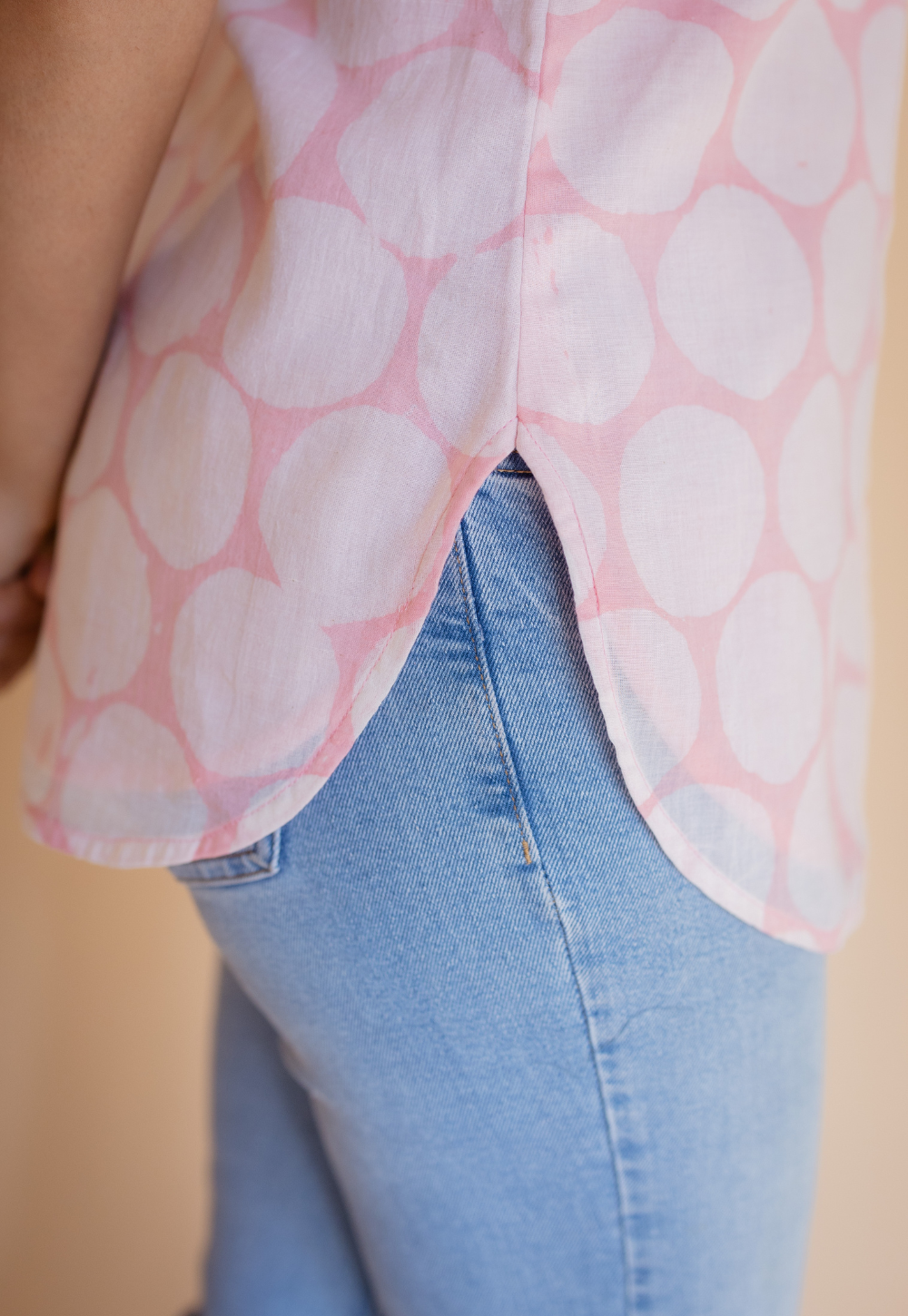 Ira Pink Batik MulMul Straight Short Top