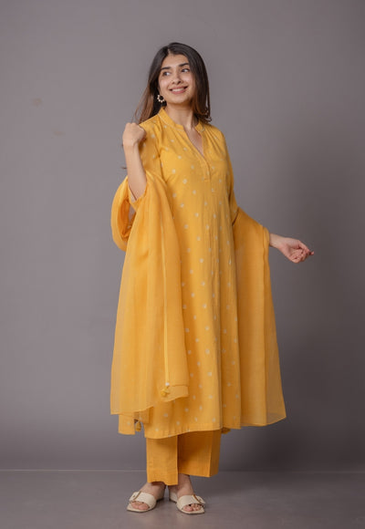 Tanya Yellow Bandhani Cotton Straight Kurta