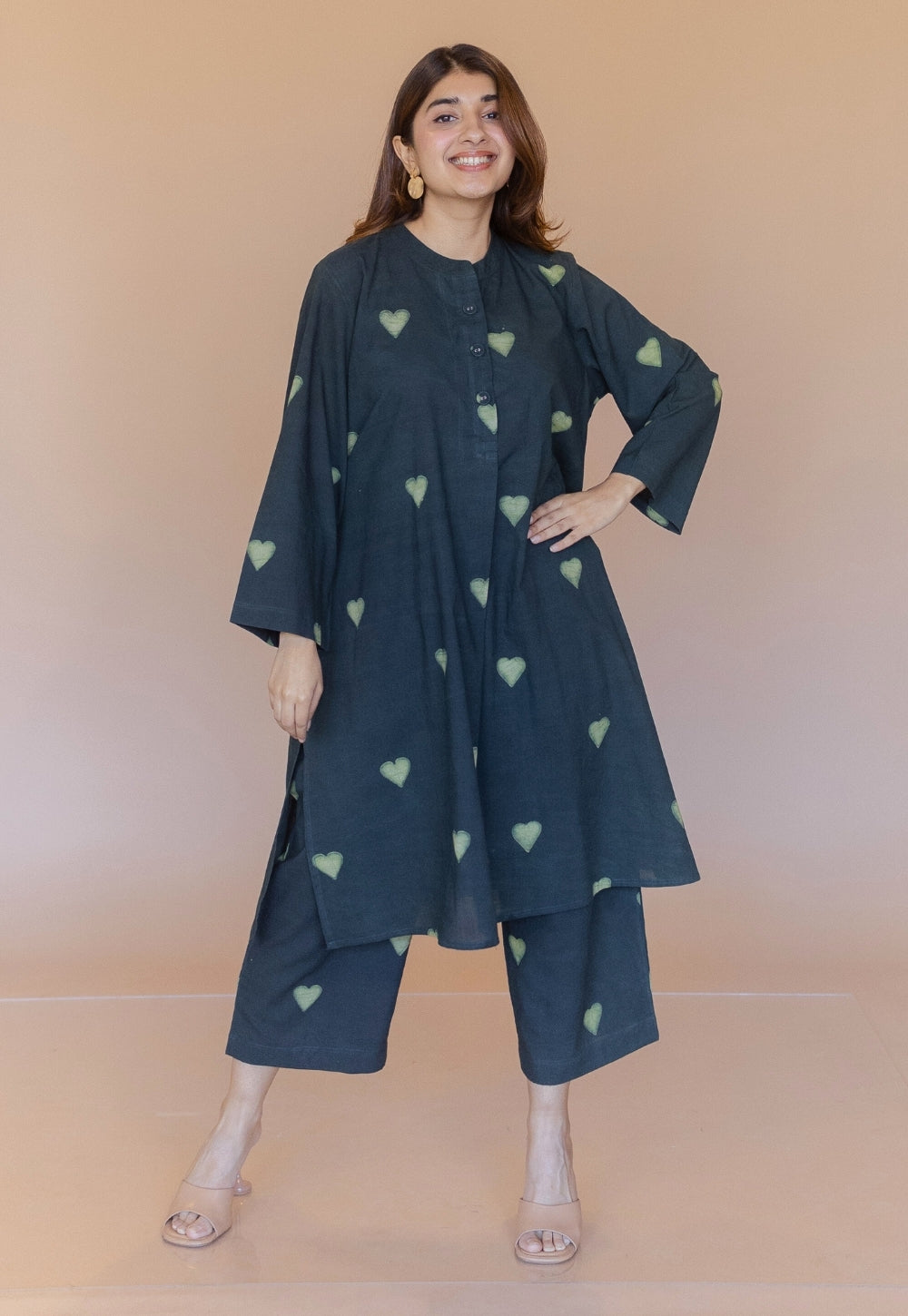 Ayaat Green Dabu Cotton Anti-Fit Kurta