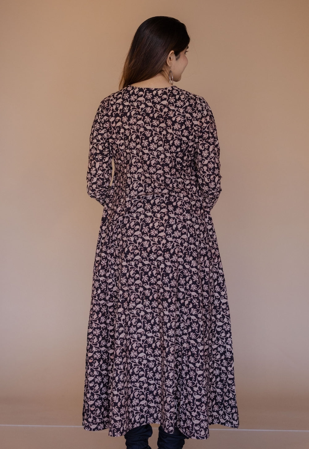 Shinat Black Bagru Cotton Kali Kurta