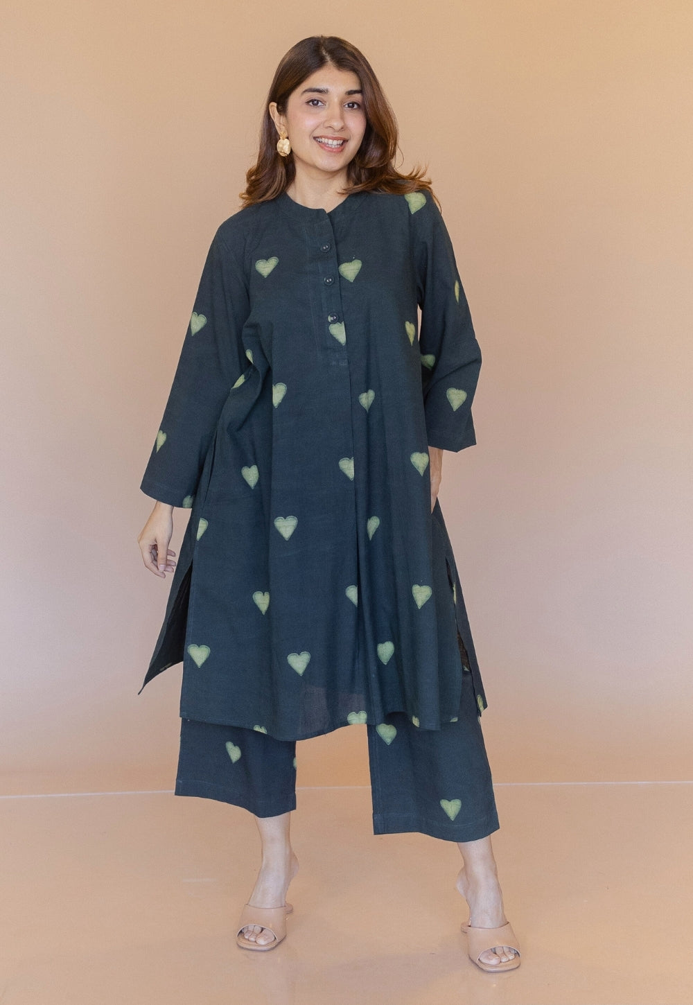 Ayaat Green Dabu Cotton Anti-Fit Kurta