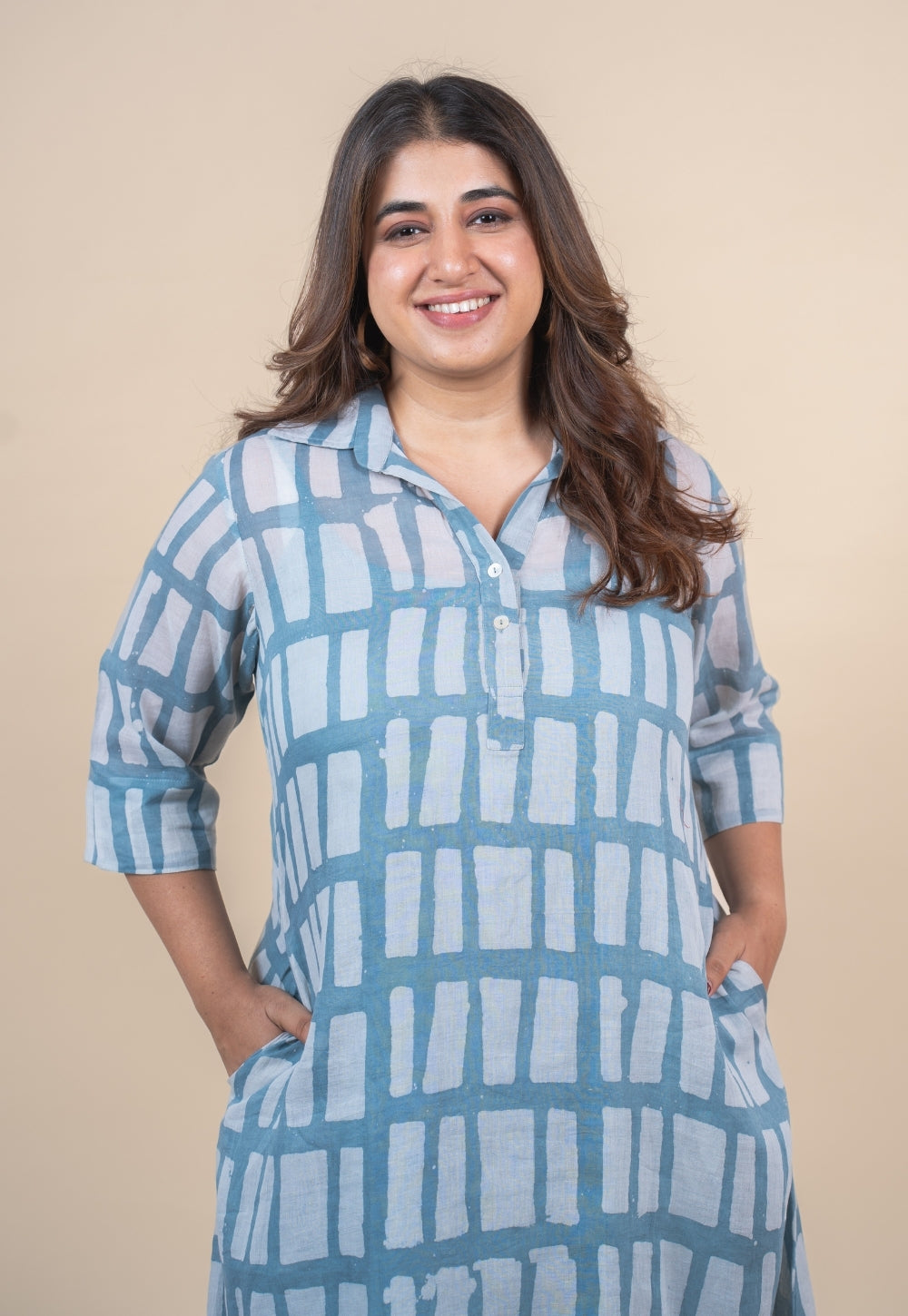Misha Blue Batik MulMul A Line Dress