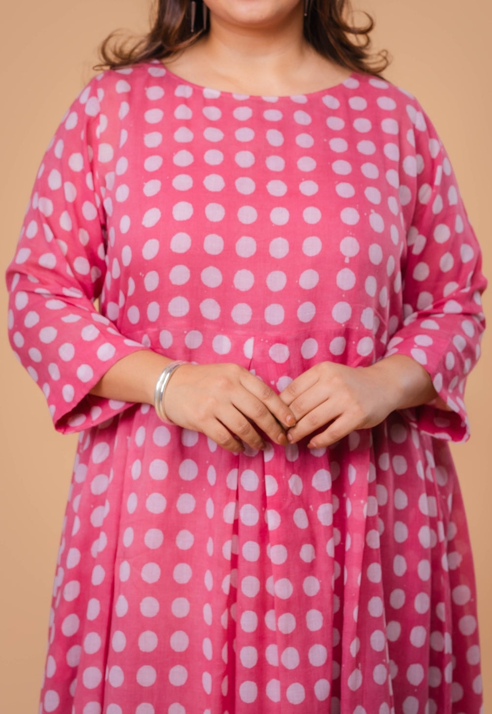 Fajar Pink Batik MulMul A Line Dress