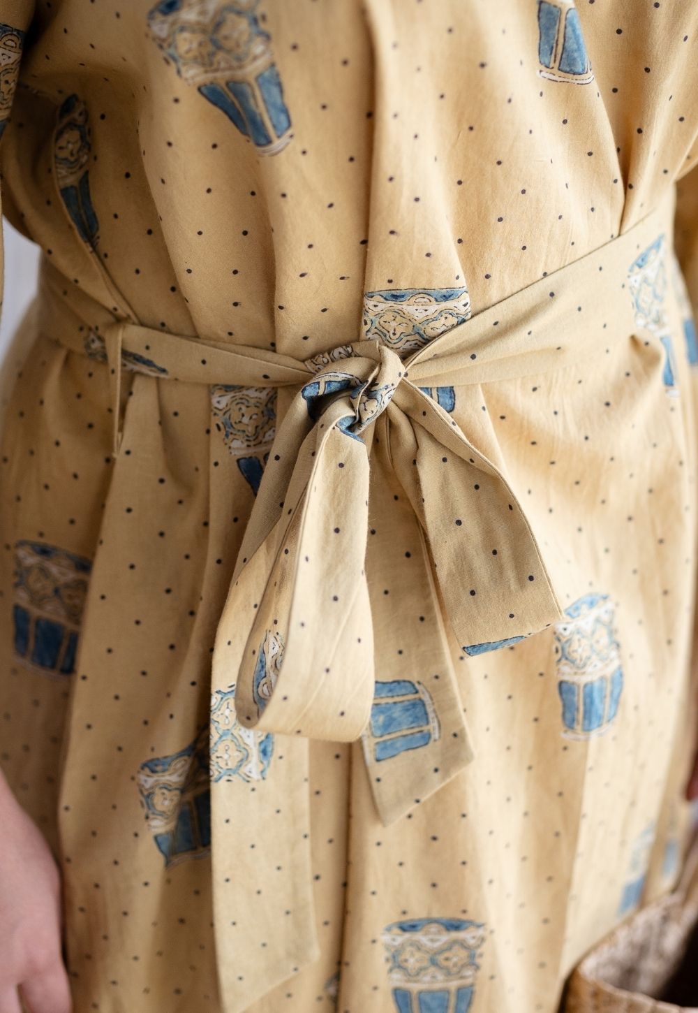 Bombay Irani Chai Ajrakh Cotton Hand Embroidered Dress