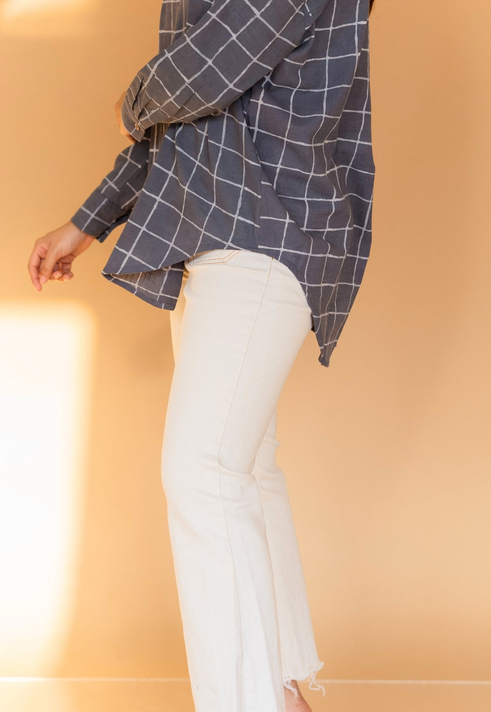 Ruhi Grey Dabu Slub Cotton Shirt