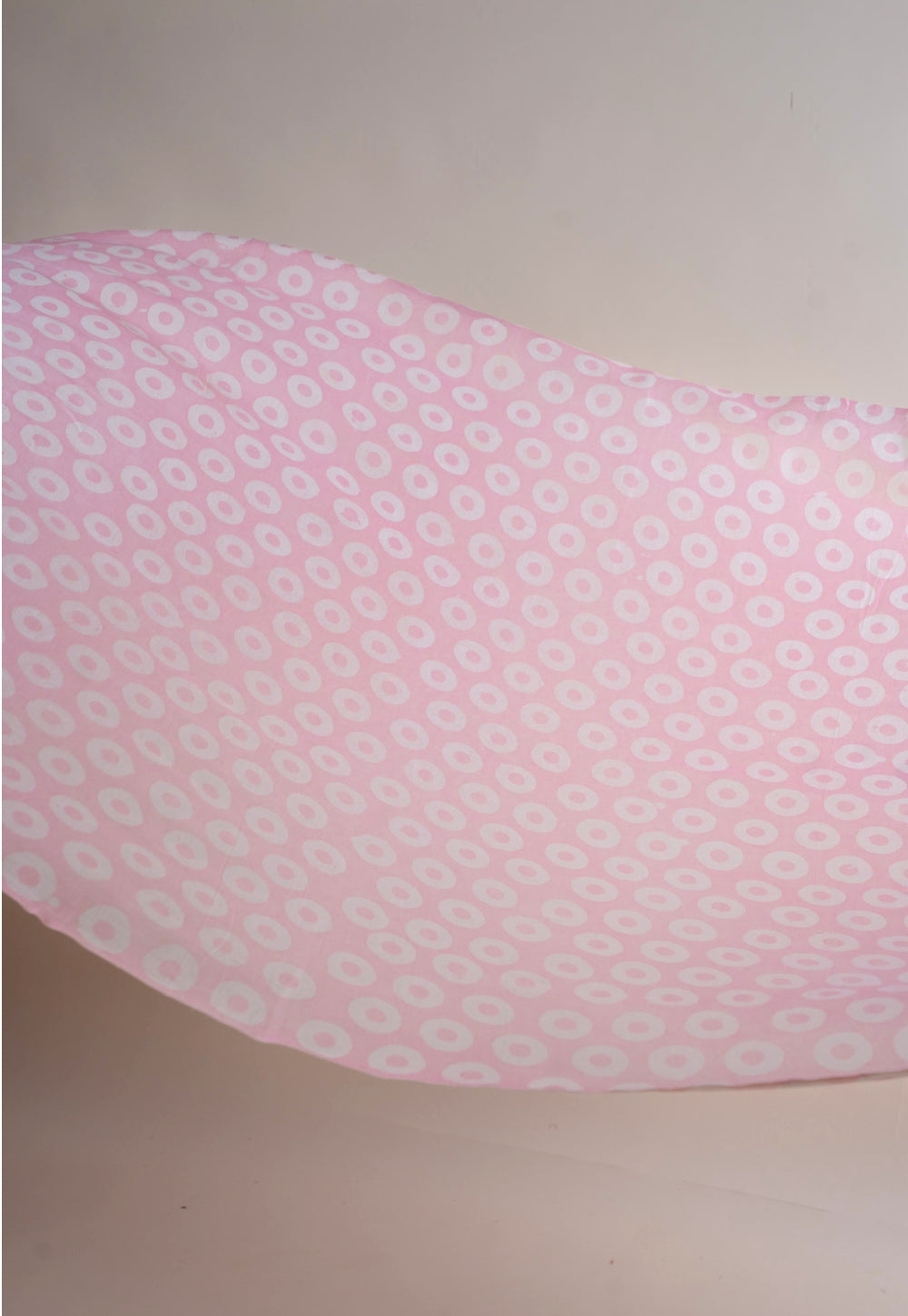 Pink Circle Batik Handblock Printed Mul Fabric