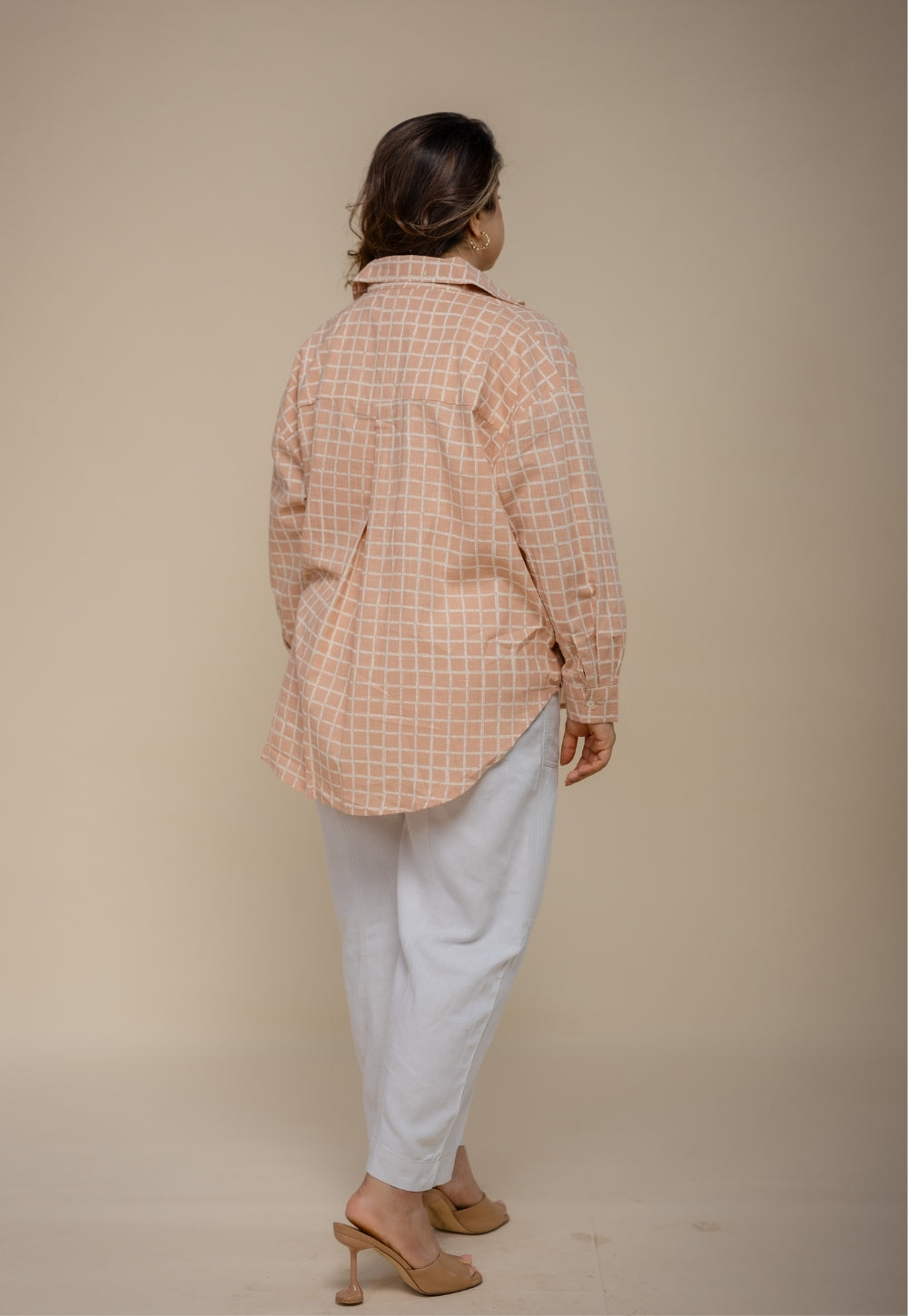Ruhi Orange Hand Block Print Slub Cotton Anti-Fit Shirt