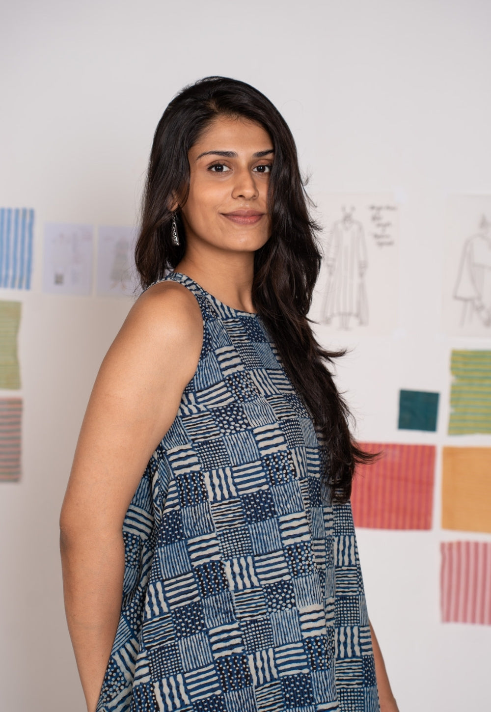 Parveen Blue Ajrakh Cotton A Line Short Tops