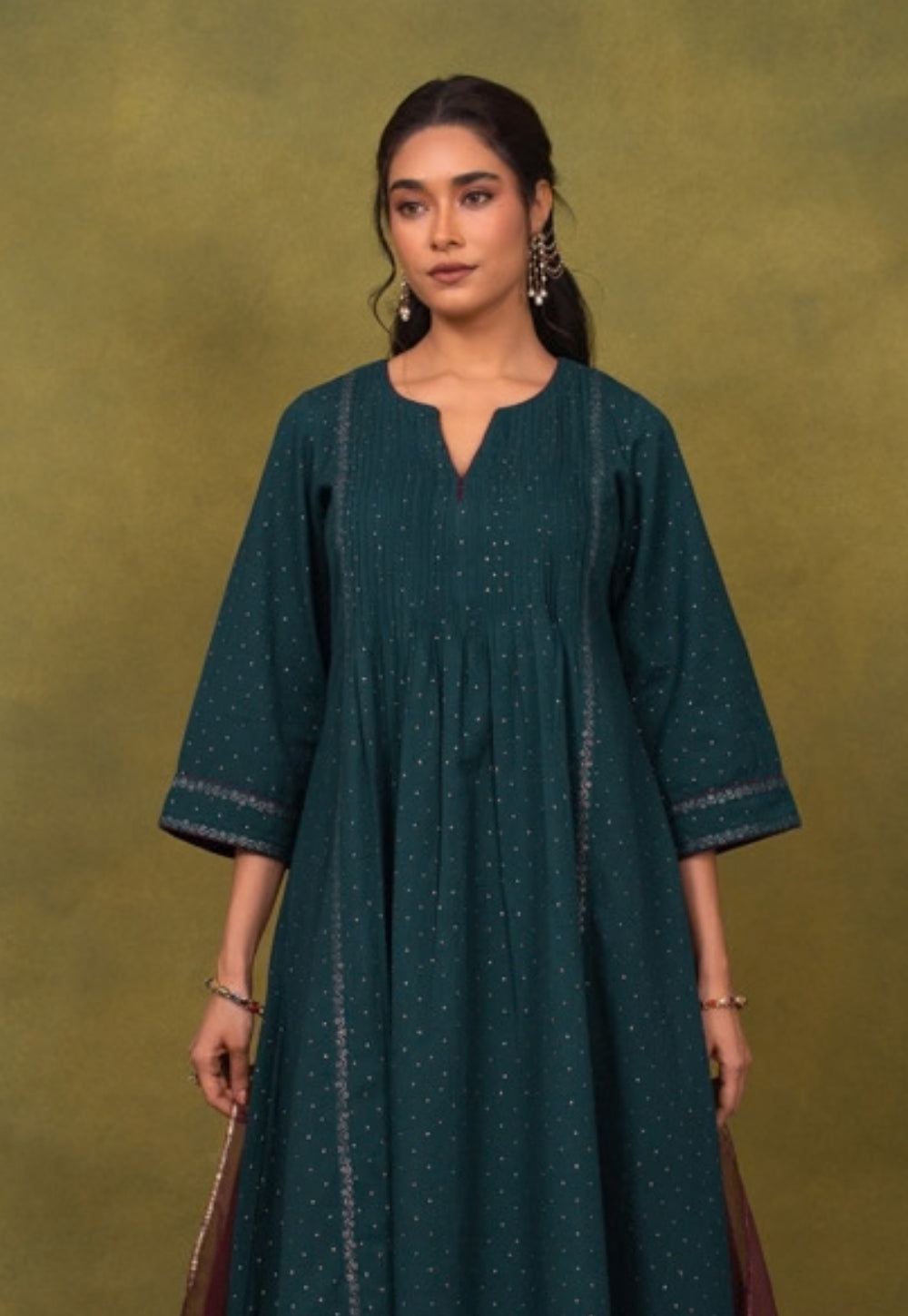 Jannat Blue Rogan Handblock Printed Cotton Kali Kurta Suit Set (Set of 3)