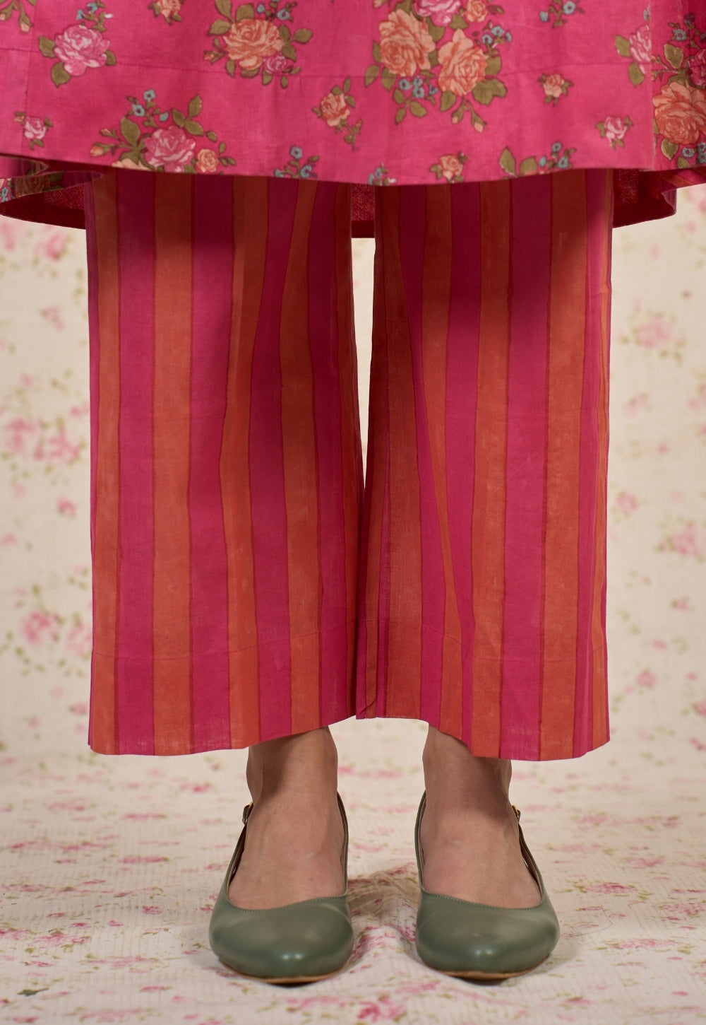 Prita Pink Sanganeri Mul Cotton Narrow Pant