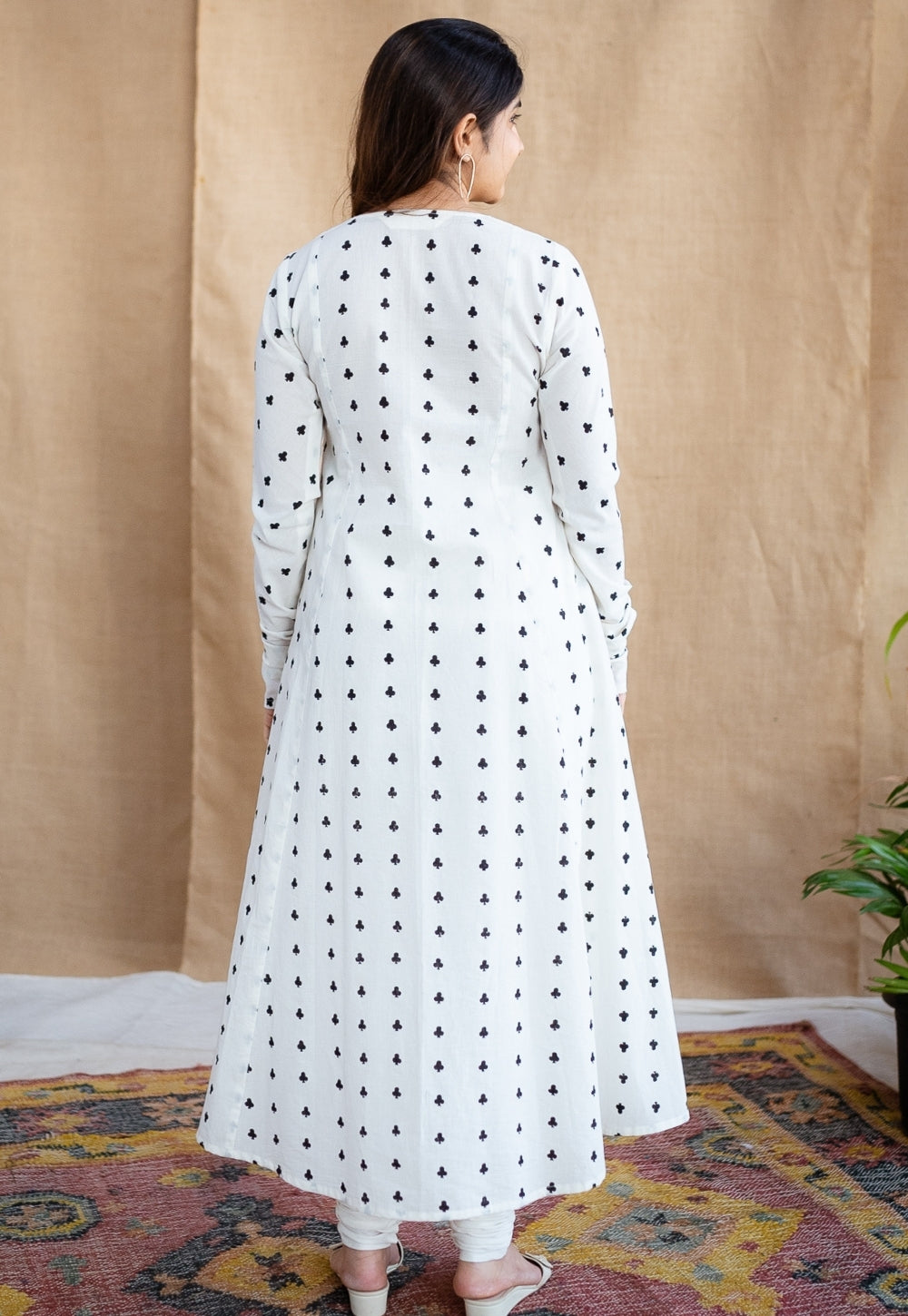 Shinat Block Printed Cotton Kali Kurta Set (3 Piece Set)