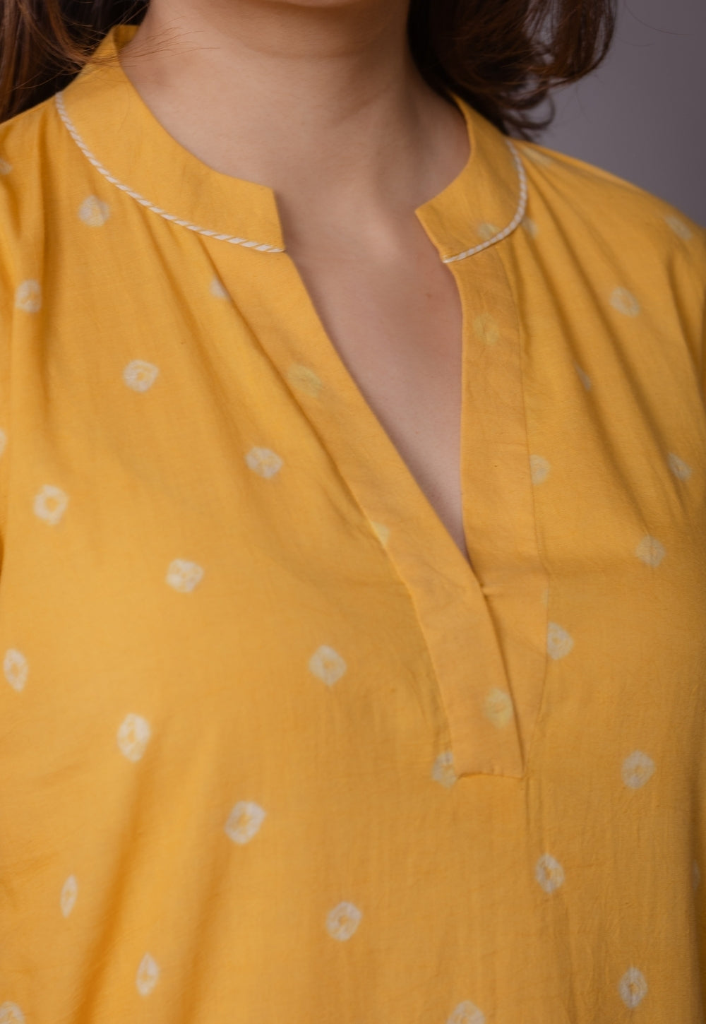 Tanya Yellow Bandhani Cotton Straight Kurta