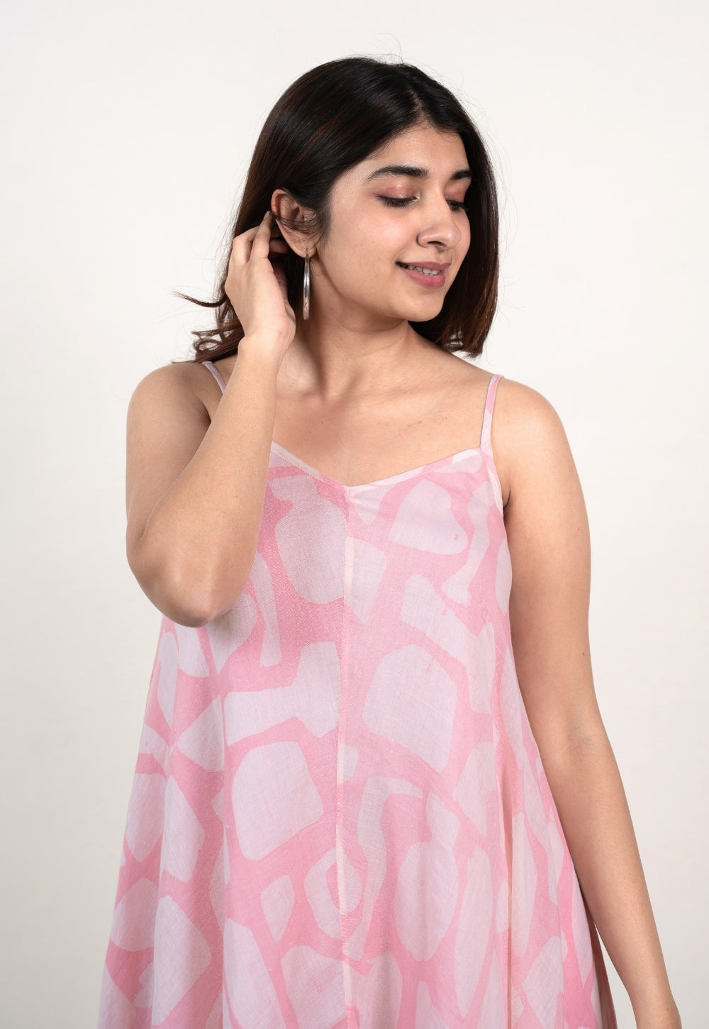 Farheen Pink Batik MulMul A Line Dress