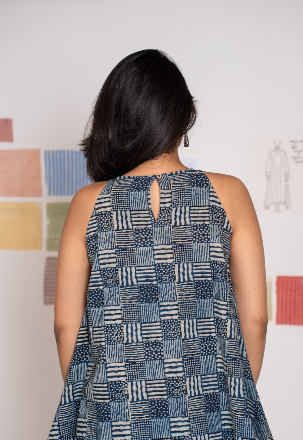 Parveen Blue Ajrakh Cotton A Line Short Tops