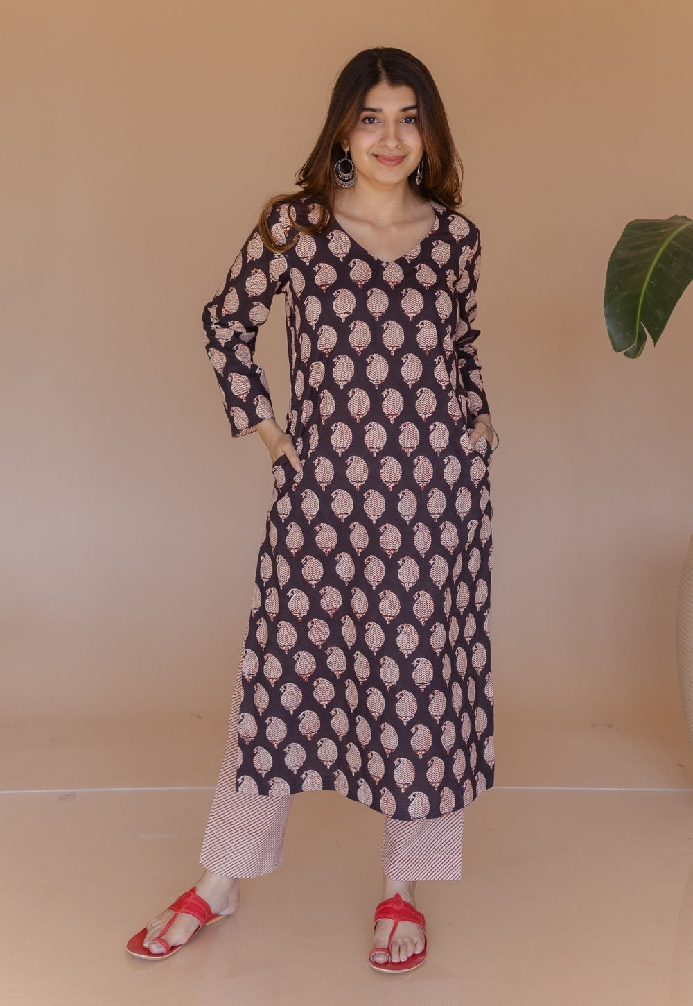 Aarushi Black Bagru Cotton Straight Kurta with Dupatta