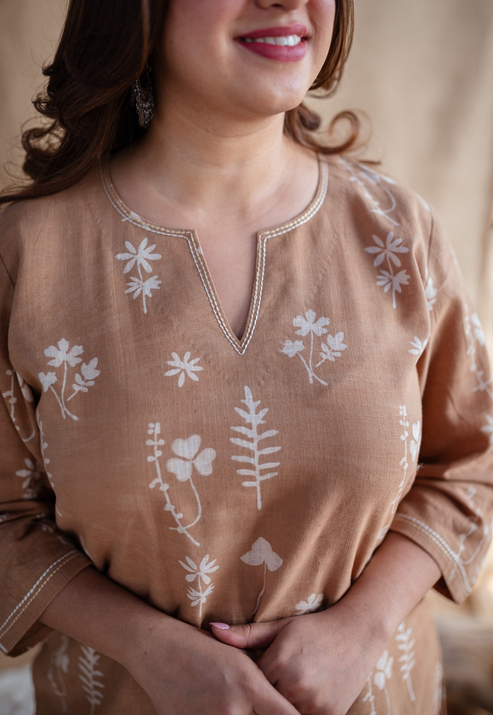 Mishel Dabu Slub Cotton Embroidered Top