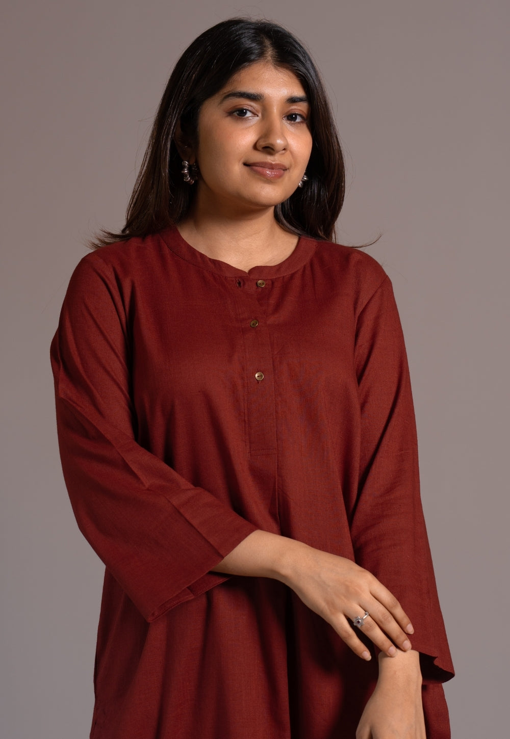 Madder Solid Slub Cotton Straight Kurta - DyeVerse