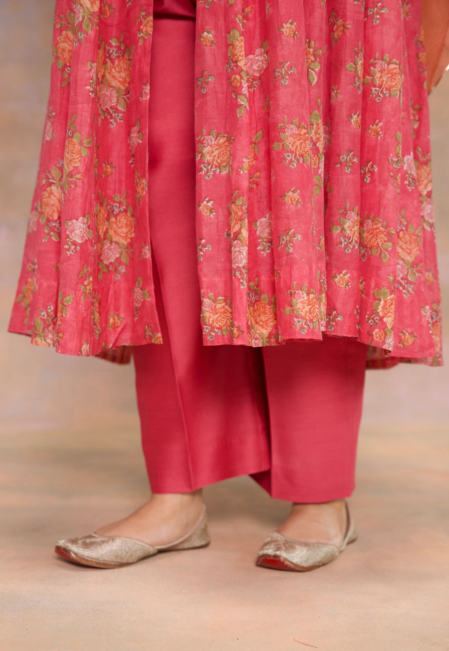 Yashi Pink Solid Chanderi Silk Straight Pant