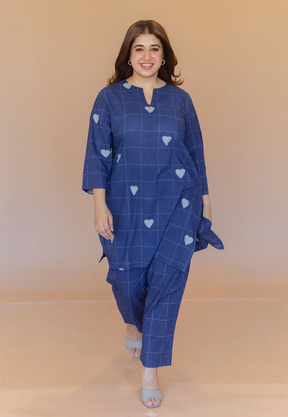 Myra Blue Dabu Cotton Straight Pant
