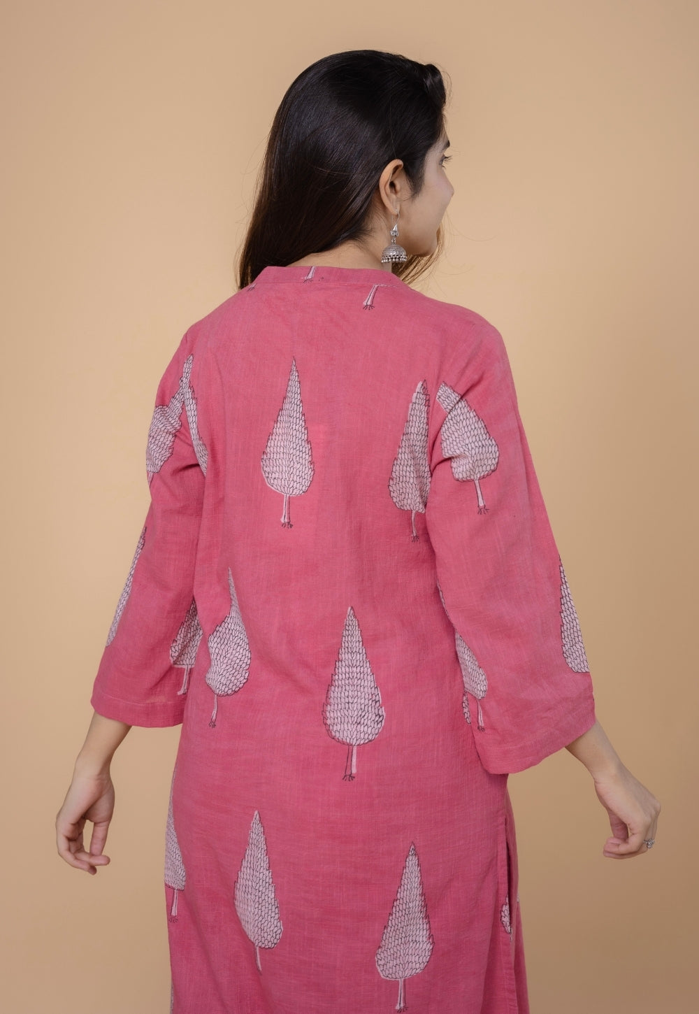 Nysa Pink Dabu Slub Cotton Straight Co-Ord Set