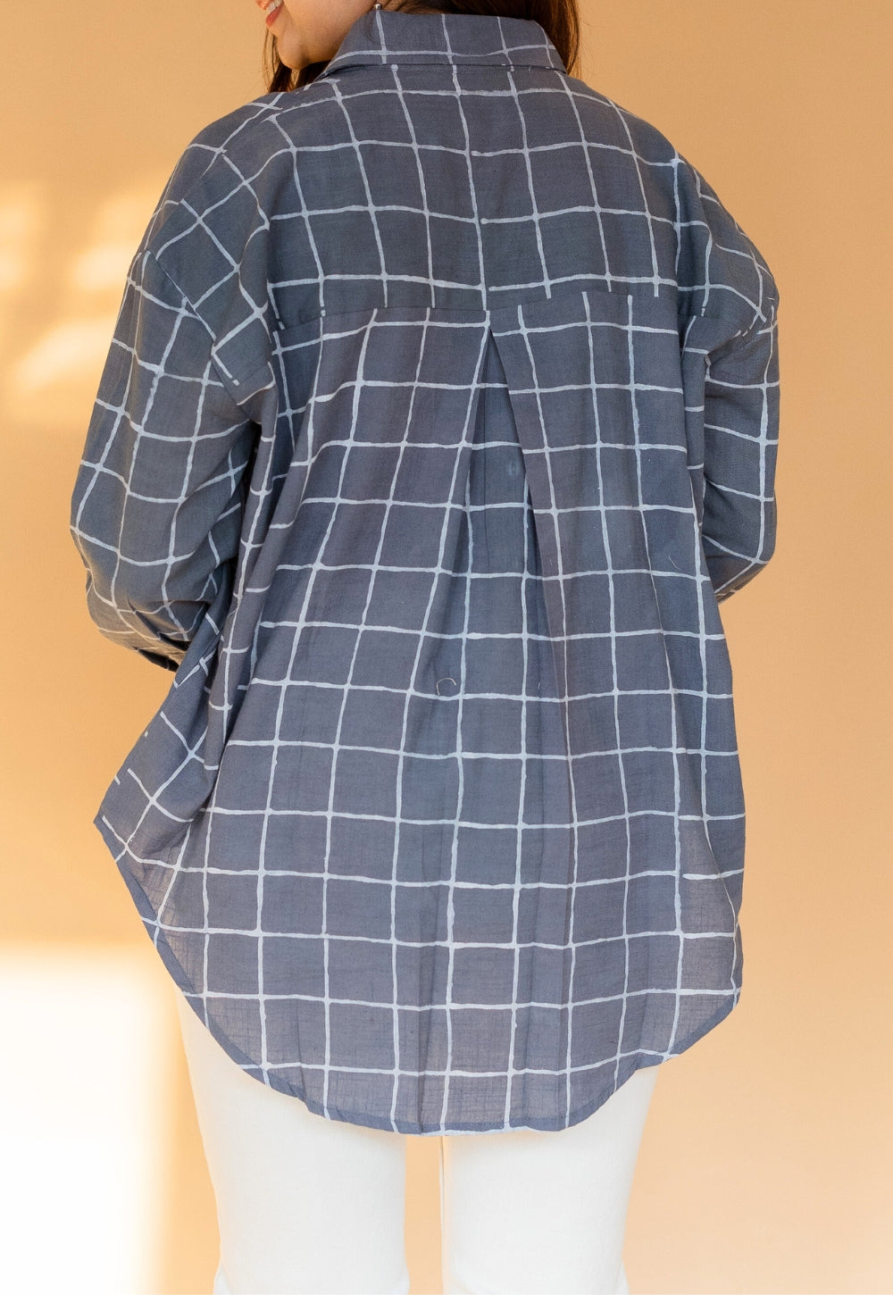 Ruhi Grey Dabu Slub Cotton Shirt