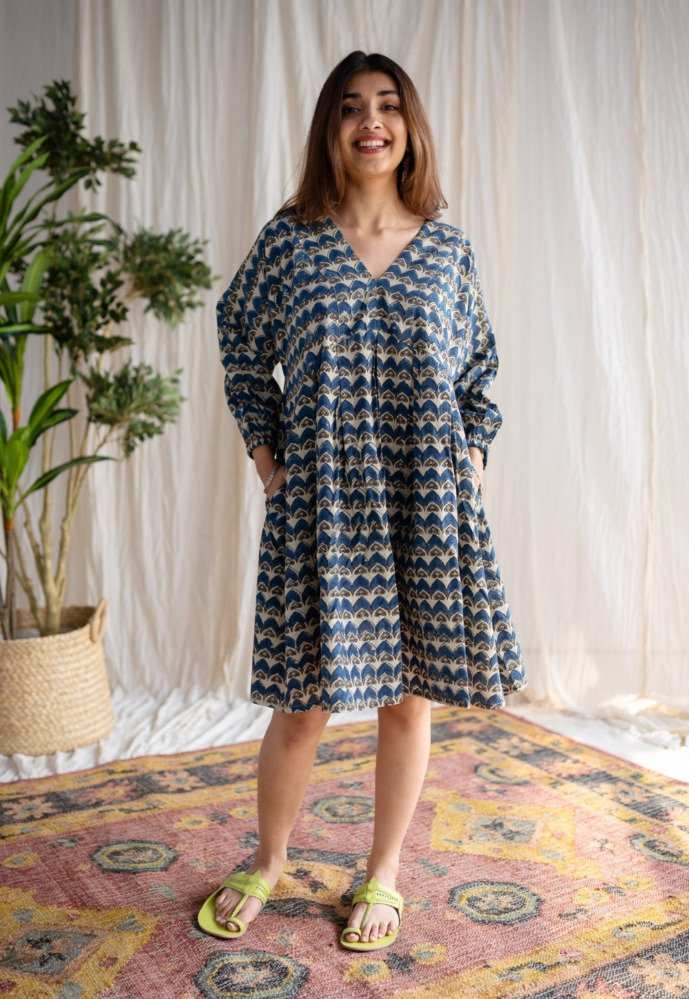 Minha Ajrakh Cotton Dress