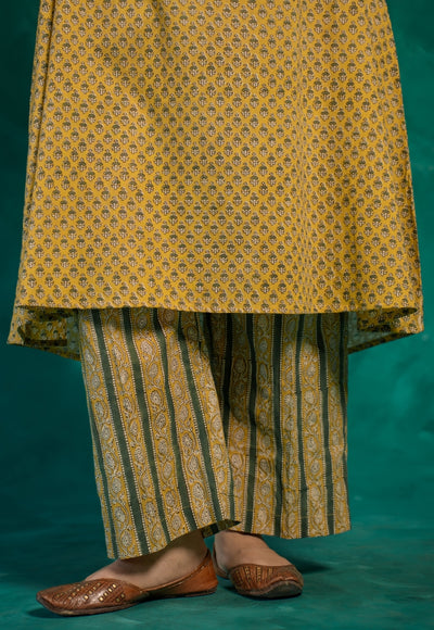 Yashi Yellow Bagru Cotton Straight Pant