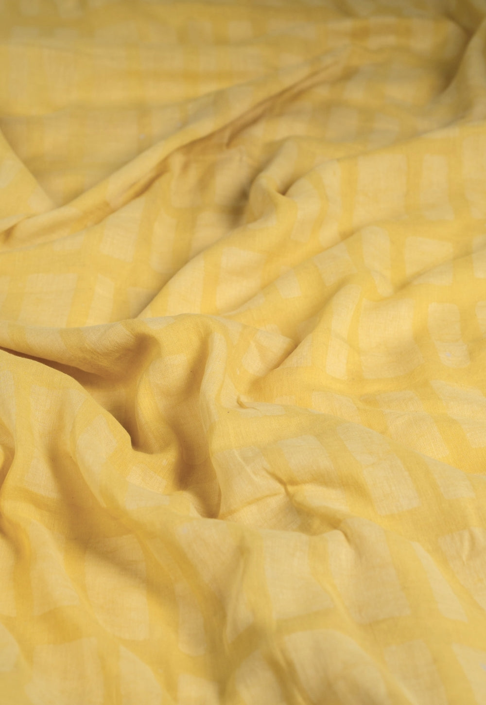 Yellow Brick Pattern Batik Handblock Printed Mul Fabric