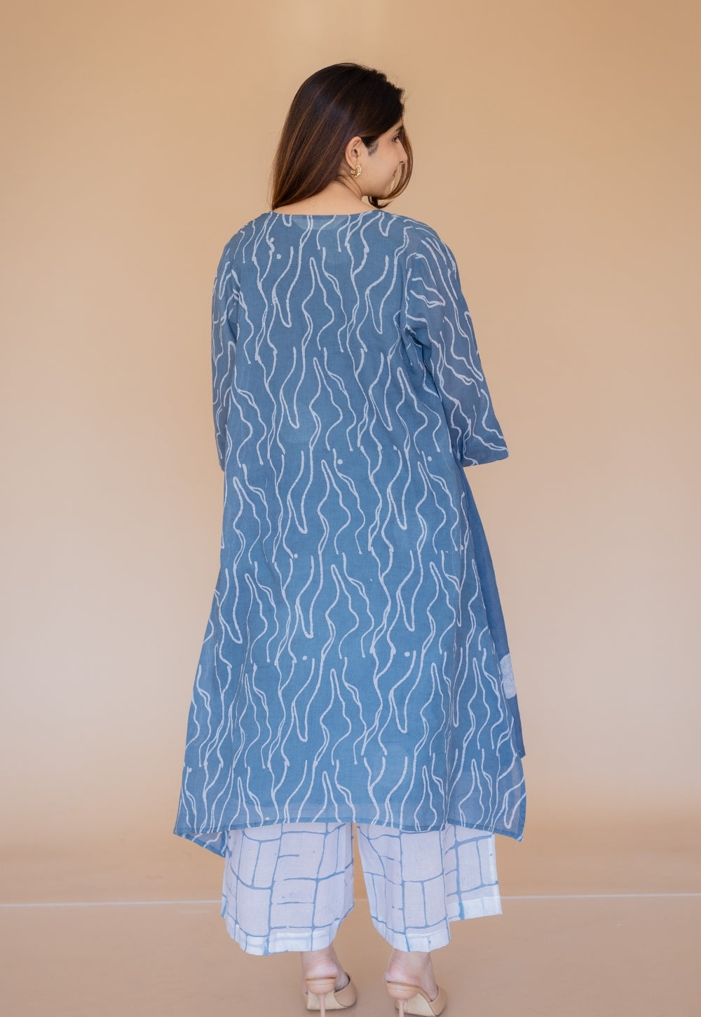 Aqsa Blue Batik MulMul Wide Pant