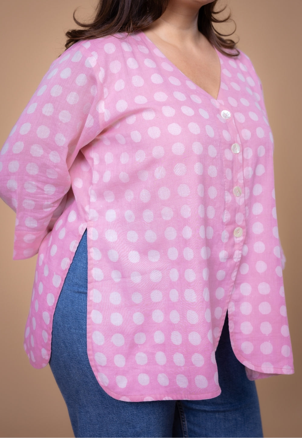 Rina Pink Batik MulMul Straight Short Top