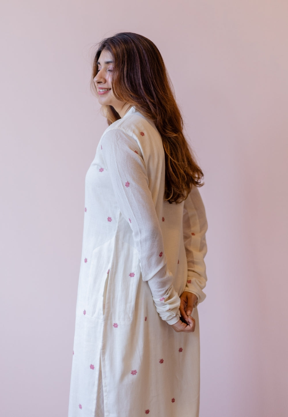 Mahi Off White Jamdani Handloom Cotton Straight Kurta