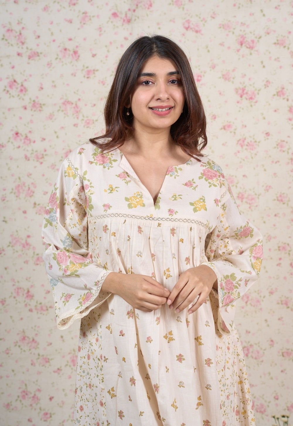 Stella White Sanganeri Mul Cotton Kali Kurta