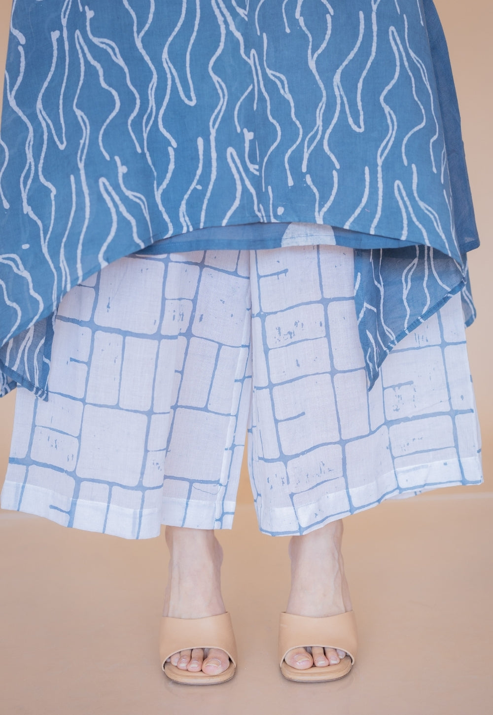 Aqsa Blue Batik MulMul Wide Pant
