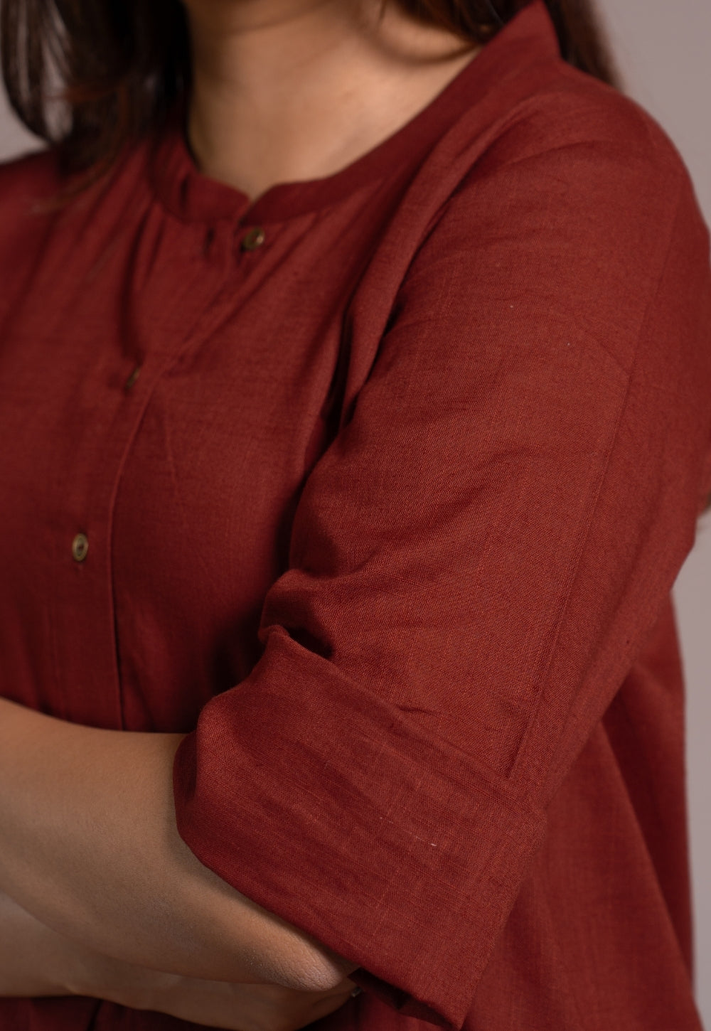 Madder Solid Slub Cotton Straight Kurta - DyeVerse