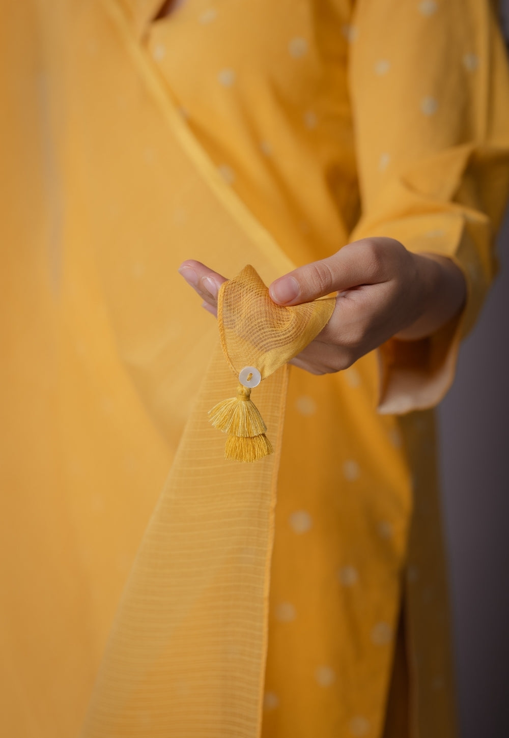 Yellow Solid Kota Doria Cotton Dupatta