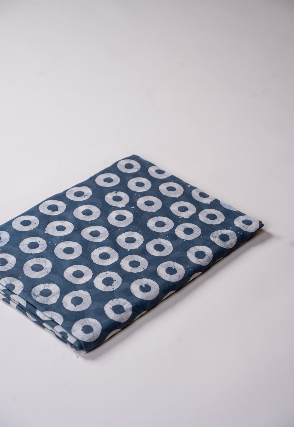 Blue Circle Batik Handblock Printed Mul Fabric