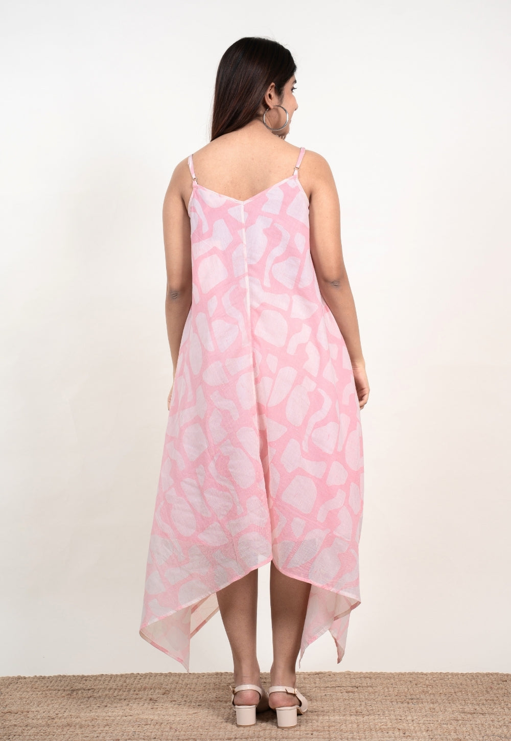 Farheen Pink Batik MulMul A Line Dress
