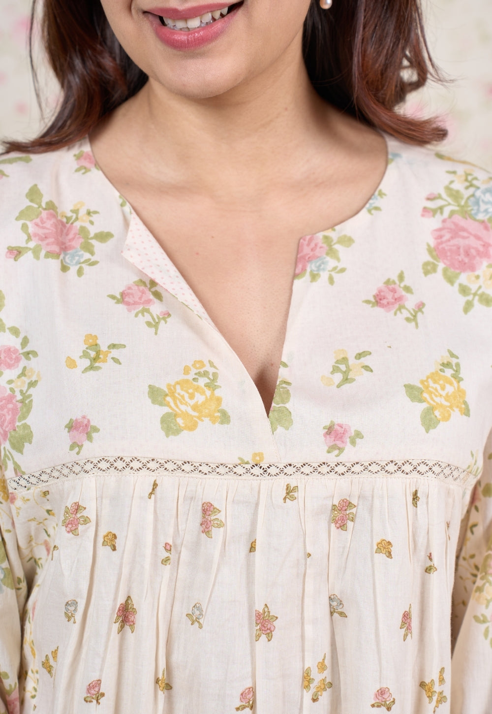 Stella White Sanganeri Mul Cotton Kali Kurta