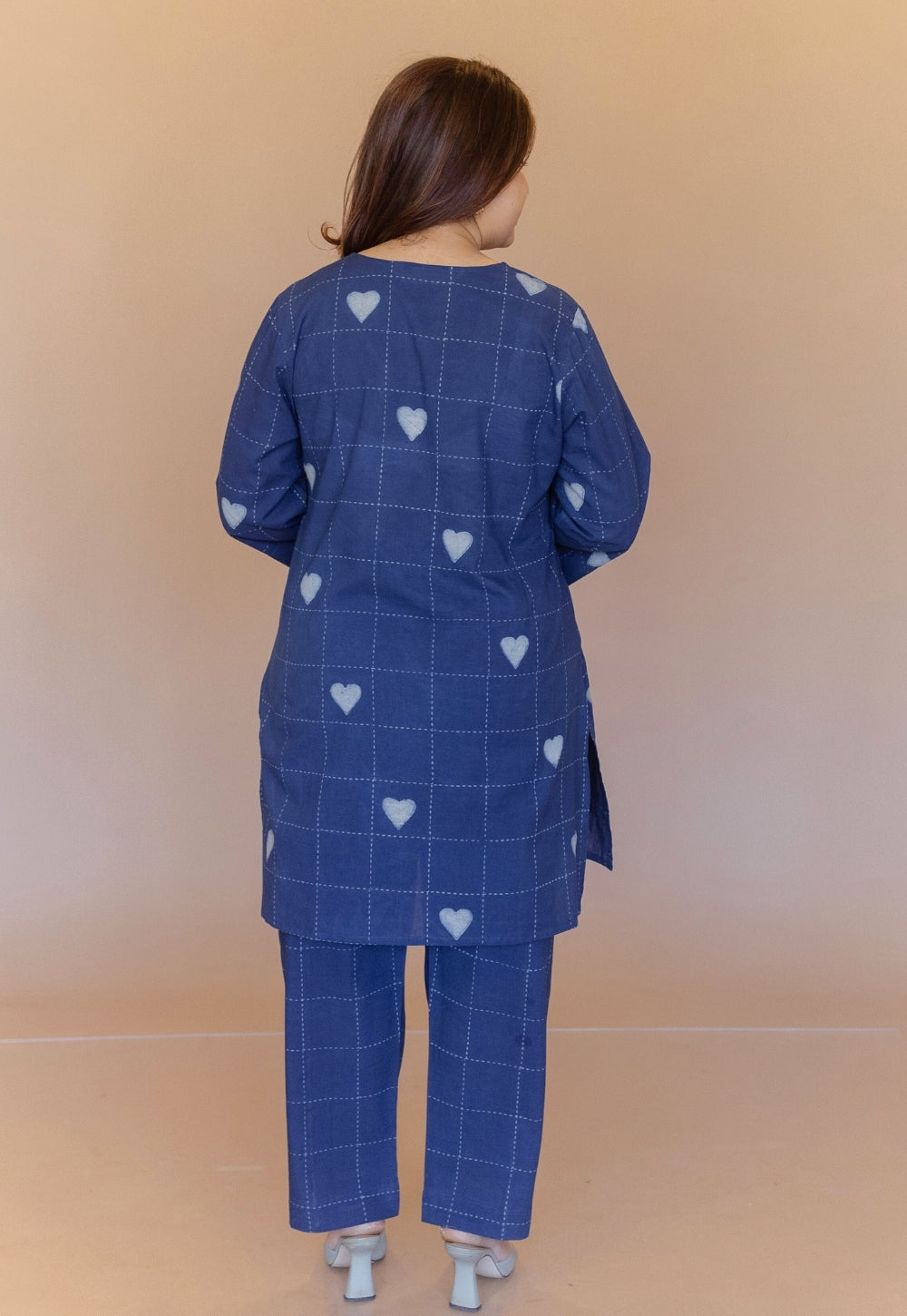 Anvi Blue Dabu Cotton Straight Short Top